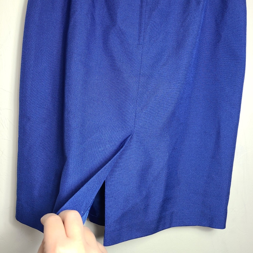 Le Suit Royal Blue Double Breasted Blazer Skirt Suit‎ 10P Office Career Formal - Picture 14 of 15